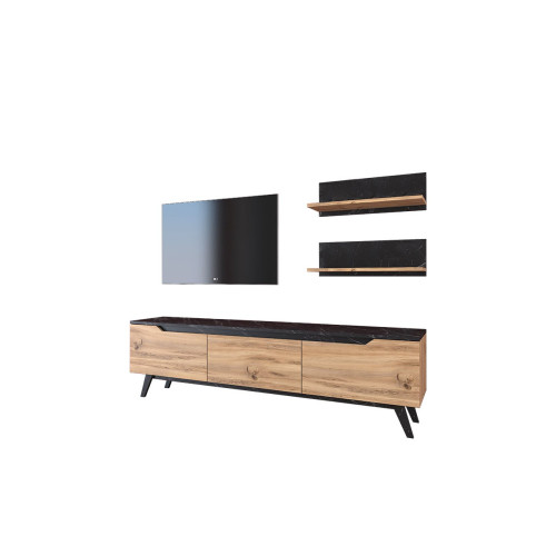 Living room set Kasia 180x35x48,5 black marble/oak DIOMMI 182-000009