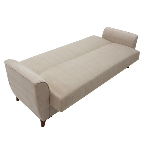 3 seater sofa-bed Kiren DIOMMI velvet beige 222x80x85cm