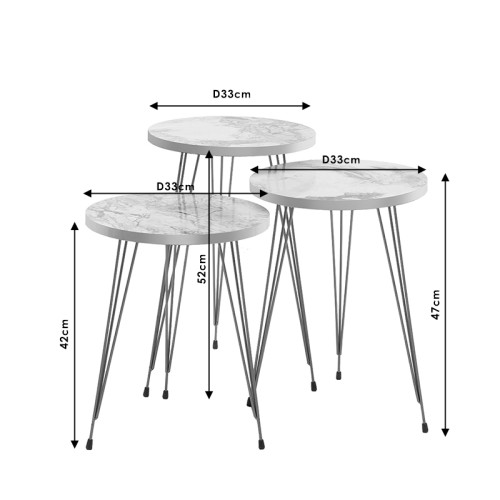 Coffee tables Buena 33x33x52 white/marble DIOMMI 120-000242