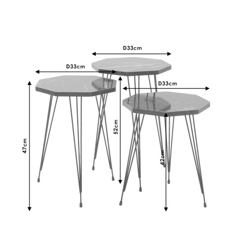 Coffee tables Buena 33x33x52 black/marble DIOMMI 120-000243