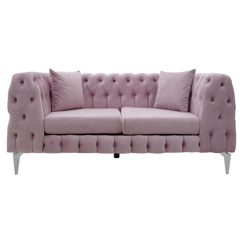 2 seater sofa Irina DIOMMI type Chesterfield velvet pink 170x86x82cm
