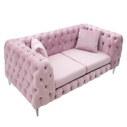 2 seater sofa Irina DIOMMI type Chesterfield velvet pink 170x86x82cm