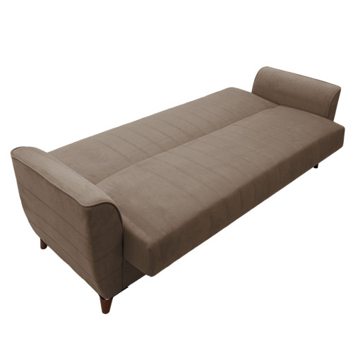 3 seater sofa-bed Kiren DIOMMI velvet fabric brown 222x80x85cm