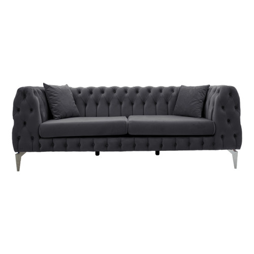 3 seater sofa Irina DIOMMI type Chesterfield velvet gray 206x86x82cm