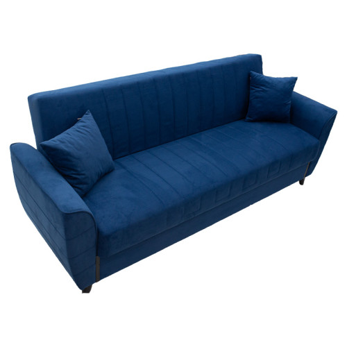 3 seater sofa-bed Kiren DIOMMI velvet fabric blue 222x80x85cm