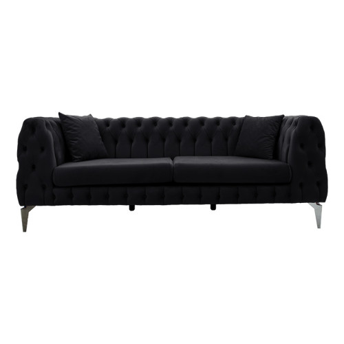 3 seater sofa Irina DIOMMI type Chesterfield velvet black 206x86x82cm