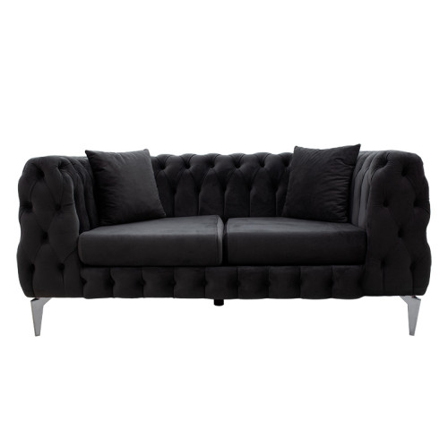 2 seater sofa Irina DIOMMI  type Chesterfield velvet black 170x86x82cm