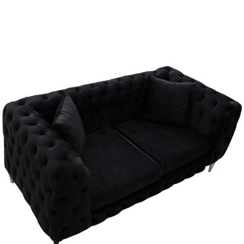 2 seater sofa Irina DIOMMI  type Chesterfield velvet black 170x86x82cm
