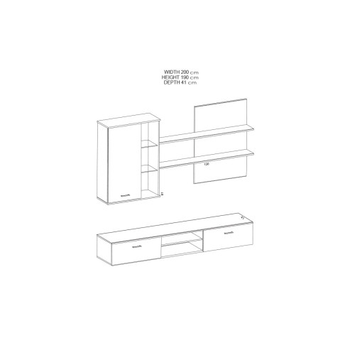 TV unit Salome DIOMMI LED wenge 200x41x190cm