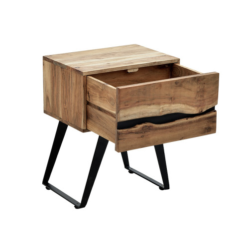 Nightstand Imena DIOMMI solid wood 4cm walnut-black 45x35x56cm