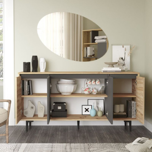 Sideboard Augusta 160x40x78,5 charcoal/oak DIOMMI 176-000036