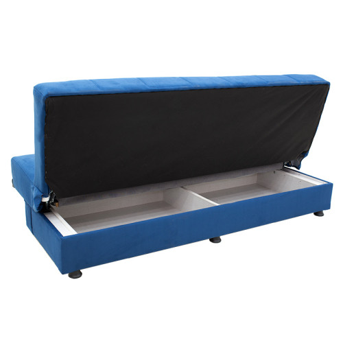 3 seater sofa-bed Meliora DIOMMI velvet fabric blue 190x83x85cm