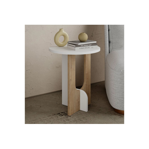 Luna table 40x40x47 white/natural DIOMMI 119-001112