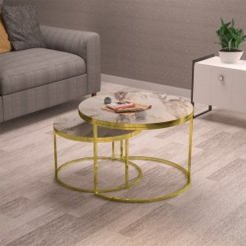 Coffee tables October 70x70x50 walnut/white DIOMMI 120-000346