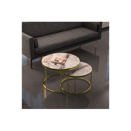 Coffee tables October large table 70x70x50cm marble-gold DIOMMI 120-000347