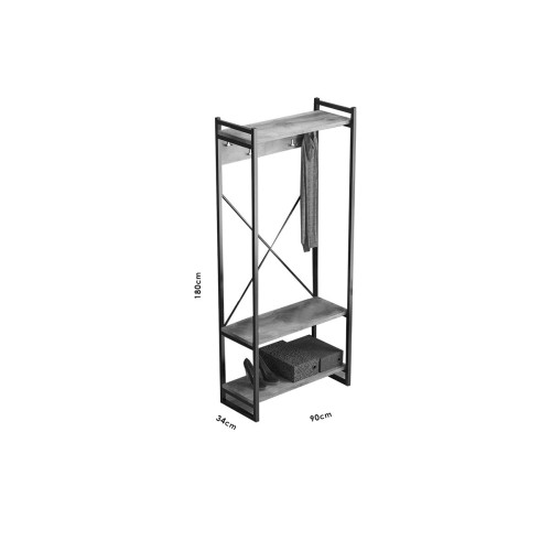 Entrance furniture Baker 90x34x180 walnut-black DIOMMI 120-000335