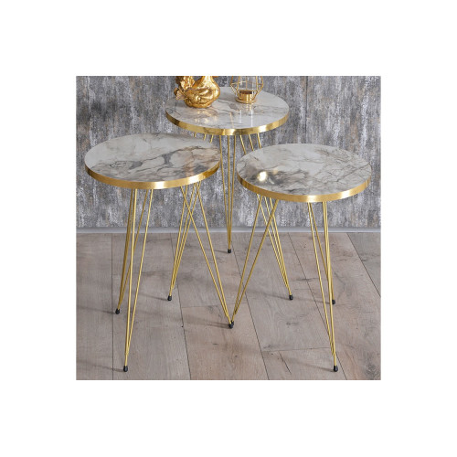 Coffee tables Sebastian 34x34x55 grey/marble DIOMMI 120-000344