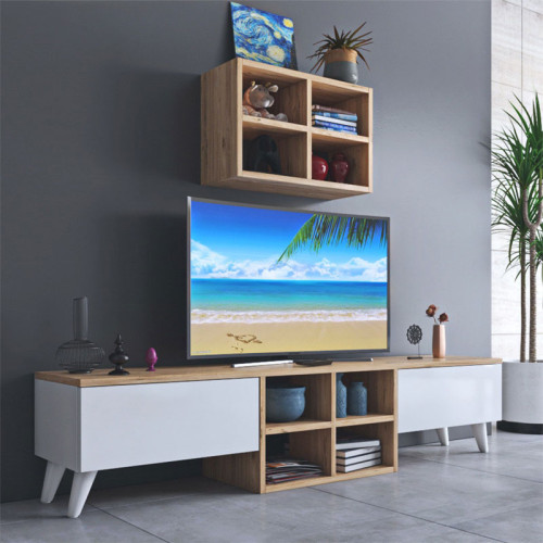 TV set PWF-0606 pakoworld walnut-white 160x25x34cm