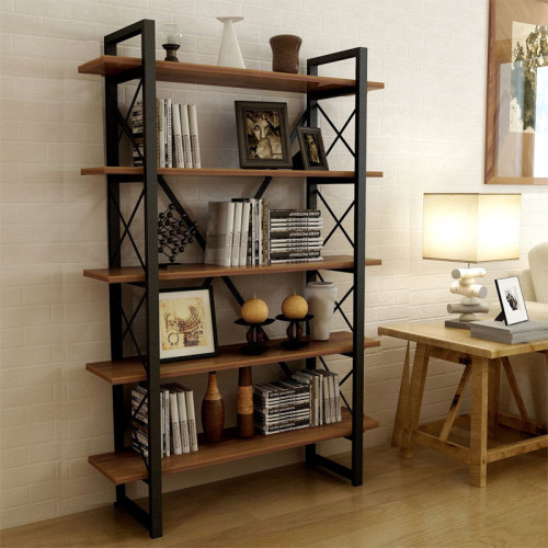 Bookcase PWF-0604 100x24x180 walnut/black DIOMMI 071-001422