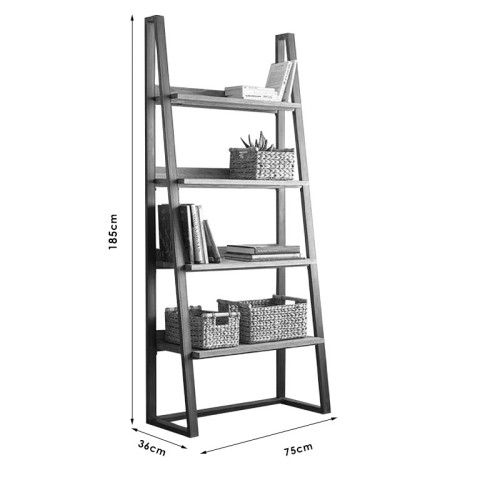 Bookcase Ryder pakoworld pine natural wood walnut-black 75x36x185cm