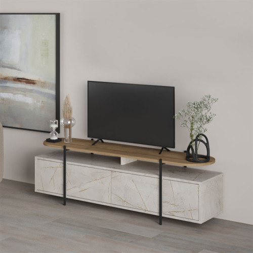 TV cabinet Ondine 160x35,5x48 marble/natural DIOMMI 119-001114