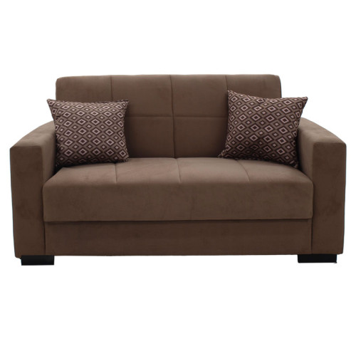 Two-seater sofa bed Vox 148x77x80 fabric velvet beige-mocha DIOMMI 213-000004