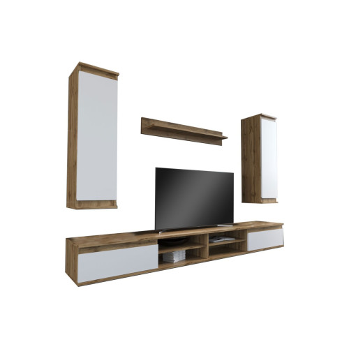 Living room set Sandro 220x37x160 walnut/white DIOMMI 192-000029