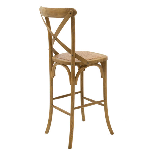 Bar stool Reid wood light walnut- brown rattan