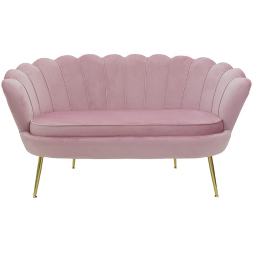 Two-seater sofa Daimon 134x70x77 pink velvet gold DIOMMI 128-000006
