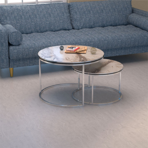 Coffee tables October large table 70x70x50 white marble-silver DIOMMI 120-000351