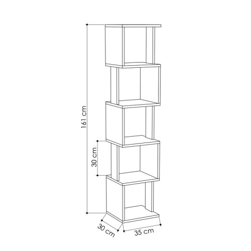 Bookcase – Column Piri 35x30x161 natural/white DIOMMI 119-001120