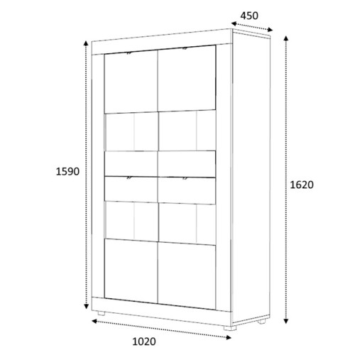 Showcase Ross 102x45x162 white DIOMMI 214-000044