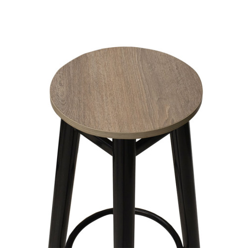 Bar stool PWF-0656 D33x77 oak/wood-metal black gloss DIOMMI 243-000021 