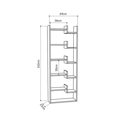 Bookcase Oppa 61x22x162 natural/white DIOMMI 119-001139