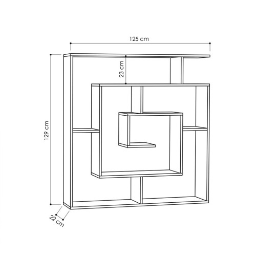 Bookcase Labirent 125x22x129 mocha DIOMMI 119-001138