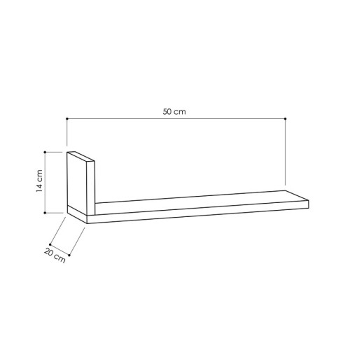 Wall shelf L-Model 50x20x14 mocha DIOMMI 119-001137