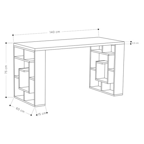 Labyrinth desk Labirent 140x60x75 white/walnut DIOMMI 119-001157