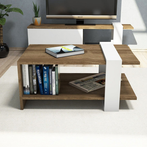 Coffee table Cave 80x50x35 walnut/white DIOMMI 120-000044