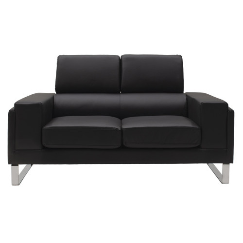 2 seater sofa Shea pakoworld in black pu-inox 158x80x87cm