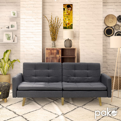 3 seater sofa-bed Flexible pakoworld fabric dark grey 198x87x76