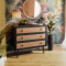 Chest of 3 drawers Oslo 90x39x79cm black-natural DIOMMI 086-000015