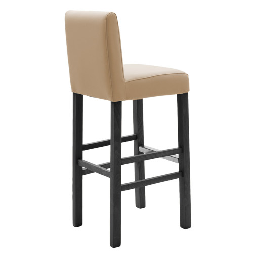 Bar stool Bari with mocha pu - wooden legs black