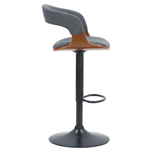 Bar stool Zero folding gray fabric-wood walnut-metal black