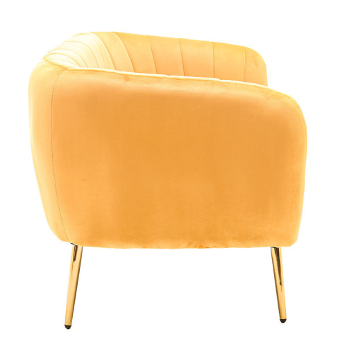 2 seater sofa Rome pakoworld velver yellow-golden 142x72x72cm