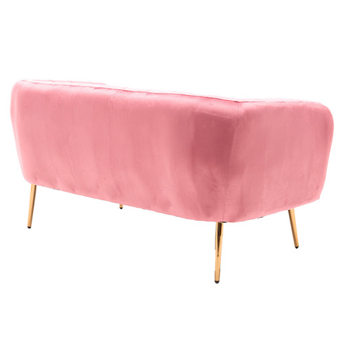 2 seater sofa Rome pakoworld velver pink-golden 142x72x72cm