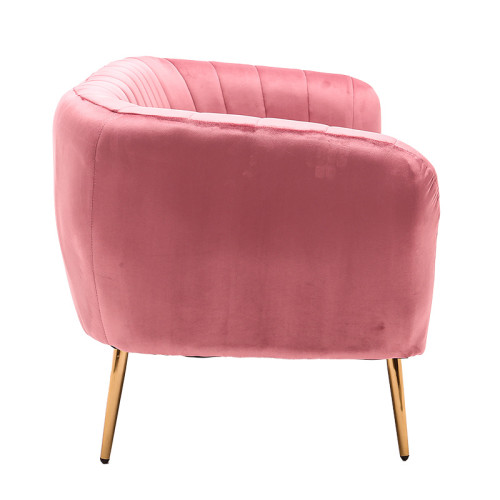 2 seater sofa Rome pakoworld velver pink-golden 142x72x72cm