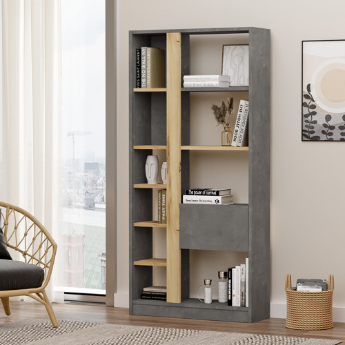 Alive pakoworld bookcase color anthracite antique-sonoma 75.5x25x160cm