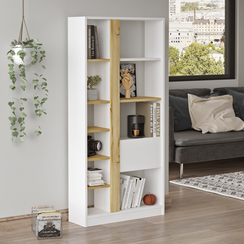 Alive pakoworld bookcase color white-sonoma 75.5x25x160cm