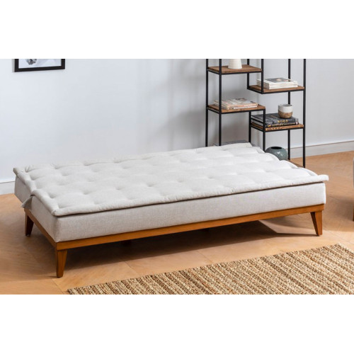 3 seater sofa-bed PWF-0179 fabric cream color 180x80x78cm