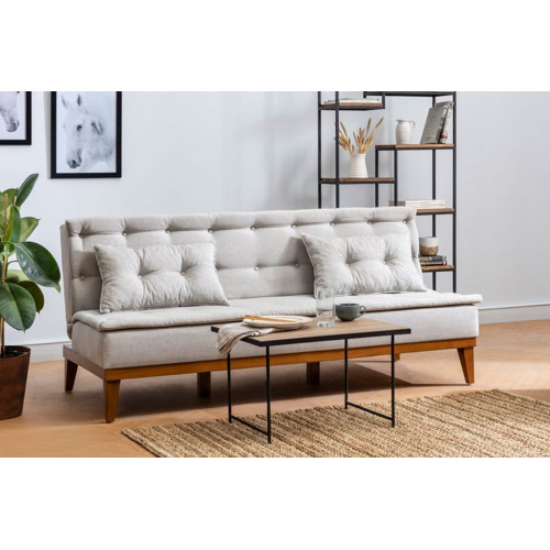 3 seater sofa-bed PWF-0179 fabric cream color 180x80x78cm